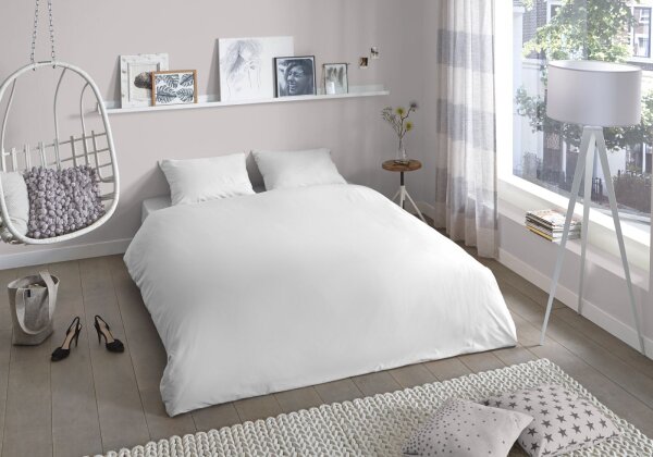 good morning Renforcé Bettwäsche 3 teilig Bettbezug 240 x 220 cm Kopfkissenbezug 60 x 70 cm Uni duvet cover 0270.00.03 White