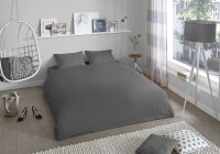 good morning Renforcé Bettwäsche 3 teilig Bettbezug 200 x 220 cm Kopfkissenbezug 60 x 70 cm Uni duvet cover 0270.12.02 Antracite