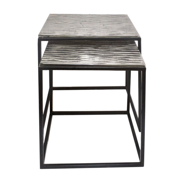 Soma Beistelltisch Metall Dekotisch Couchtisch rund o. eckig klassisches Design Aluminium silber- o. gold (BxHxL) 40 x 42 x 40 cm Tiffany 2-tlg. quadratisch 40/35x42/38x40/35 cm versilbert