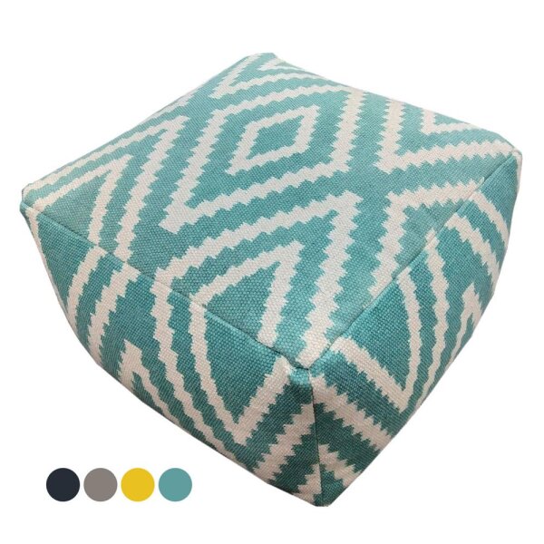 Soma Bodenkissen Sitzwürfel Pouf Kelim Style Sitzhocker Fußhocker Peru 55x37x55 cm handbedruckt in 4 Farb (BxHxL) 55 x 37 x 55 cm mint