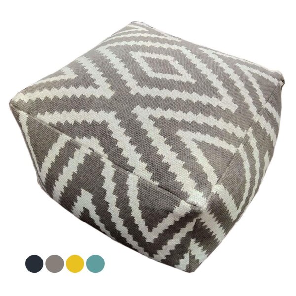 Soma Bodenkissen Sitzwürfel Pouf Kelim Style Sitzhocker Fußhocker Peru 55x37x55 cm handbedruckt in 4 Farb (BxHxL) 55 x 37 x 55 cm taupe