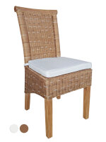 Soma Esszimmer-Stuhl Rattanstuhl weiß oder braun Perth Sitzkissen Leinen weiß (BxHxL) 47 x 97 x 54 cm cappuccino mit Sitzkissen