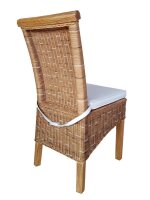 Soma Esszimmer-Stühle Set Rattanstühle Perth 4 Stück weiß oder braun Sitzkissen Leinen weiß (BxHxL) 47 x 97 x 54 cm cappuccino mit Sitzkissen