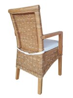 Soma Esszimmer-Stuhl mit Armlehnen Rattanstuhl weiß oder braun Perth mit/ohne Sitzkissen Leinen weiß (BxHxL) 57 x 97 x 57 cm cappuccino ohne Sitzkissen