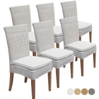 Soma Esszimmer Stühle Rattanstühle Wintergarten Cardine 6 Stück weiß mit/ohne Sitzkissen leinen weiß (BxHxL) 48 x 98 x 60 cm ohne Sitzkissen