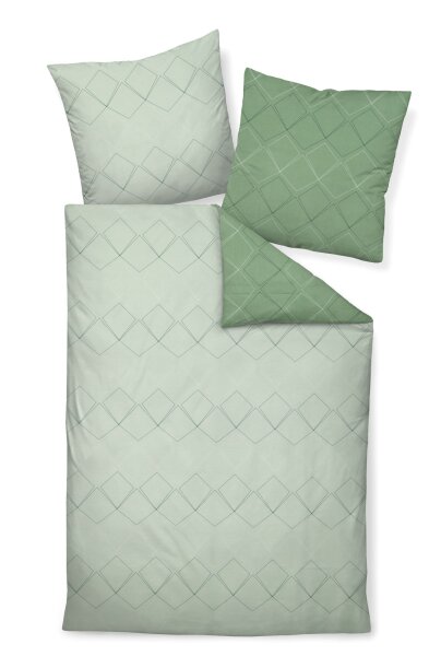 Janine Mako-Satin Bettwäsche 135X200,80x80 2 teilig  J. D. 87053-06-500 jade waldgrün
