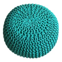 Soma Pouf Ø 55 cm Strickhocker Sitzpouf Sitzpuff Grobstrick-Optik extrahoch Höhe 37 cm (BxHxL) 55 x 37 x 55 cm grün