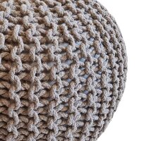 Soma Pouf Ø 55 cm Strickhocker Sitzpouf Sitzpuff Grobstrick-Optik extrahoch Höhe 37 cm (BxHxL) 55 x 37 x 55 cm beige