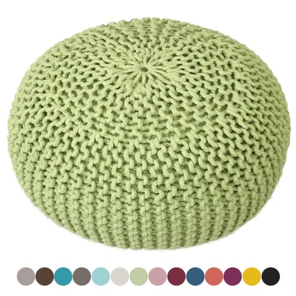 Soma Pouf Ø 55 cm Strickhocker Sitzpouf Sitzpuff Grobstrick-Optik extrahoch Höhe 37 cm (BxHxL) 55 x 37 x 55 cm neon