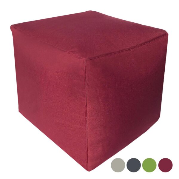 Soma Sitzwürfel Sitzhocker 45x45x45 cm Fußhocker Fußablage Bodenkissen Bamba formstabil wasserfest (BxHxL) 45 x 45 x 45 cm rot - bordeaux