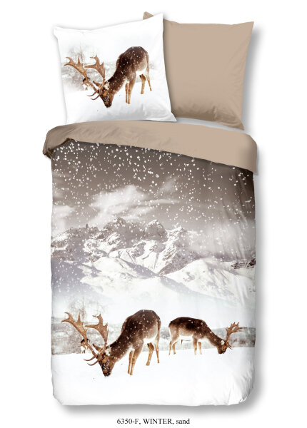Good Morning Biber Bettwäsche 135 X 200 cm + 1 x 80 X 80 cm Winter natur
