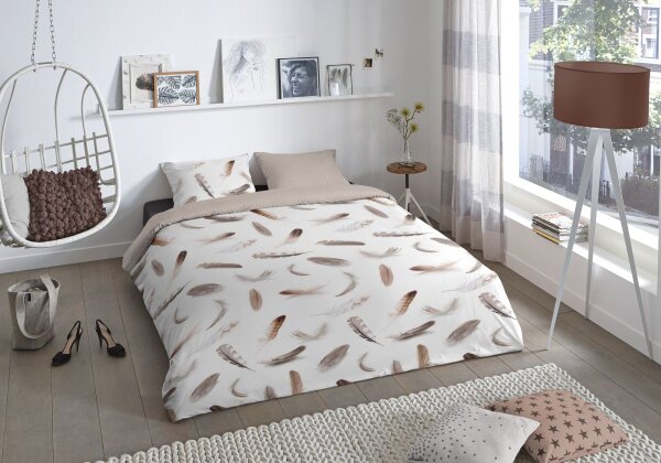good morning Flanell Bettwäsche 3 teilig Bettbezug 240 x 220 cm Kopfkissenbezug 60 x 70 cm Feathers 7020.00.03 White