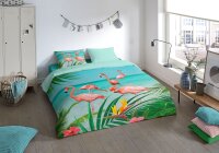 Pure Microfaser Bettwäsche 3 teilig Bettbezug 200 x 220 cm Kopfkissenbezug 60 x 70 cm Flamingo 6422.99.02 Multi