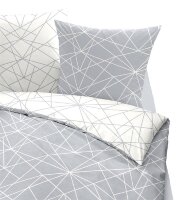 Dormisette Biber Bettwäsche 2tlg grau Silber 65101-08 | Bettwäsche-Set aus 100% Baumwolle | 2 teilige Wende-Bettwäsche 135x200 cm & Kissen 80x80 cm | Geometrisches Muster