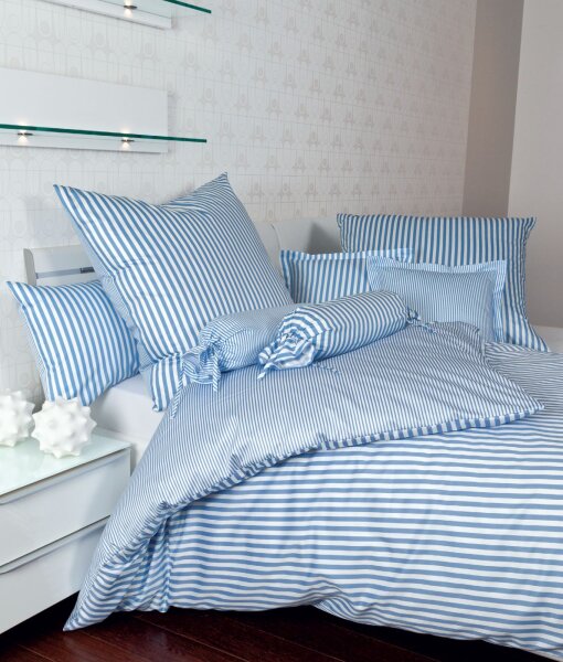 Janine Mako-Satin Bettwäsche 200x220 2x80x80 3 teilig  modernclassic 3912-22-622 hellblau