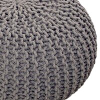 Soma Pouf Ø 55 cm Strickhocker Sitzpouf Sitzpuff Bodenkissen Grobstrick-Optik extrahoch Höhe 37 cm (BxHxL) 55 x 37 x 55 cm  hellgrau