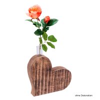 Soma Tischdeko Herzen 3-teilig Blumenvase Hochzeitsgeschenk Hochzeitsdeko Mangoholz massiv (BxHxL) 18 x 16 x 6 cm