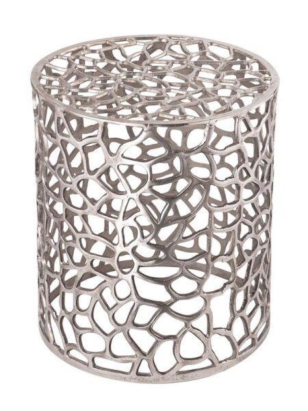 Soma Beistelltisch Metall Dekotisch ø 40 x 45 cm rund Agadir silber o. gold Aluminium Struktur (BxHxL) 40 x 45 x 40 cm  silber