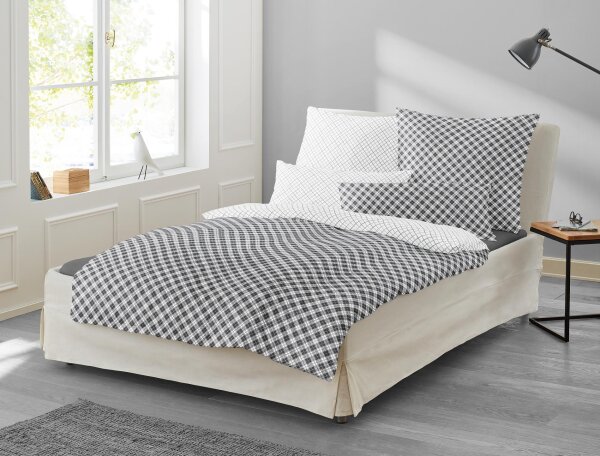 Irisette Mako-Satin Bettwäsche Set Bea 8254 grafit 135 x 200 cm + 1 x Kissenbezug 80 x 80 cm