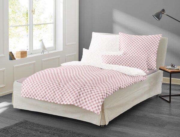 Irisette Mako-Satin Bettwäsche Set Bea 8254 rosa 155 x 220 cm + 1 x Kissenbezug 80 x 80 cm