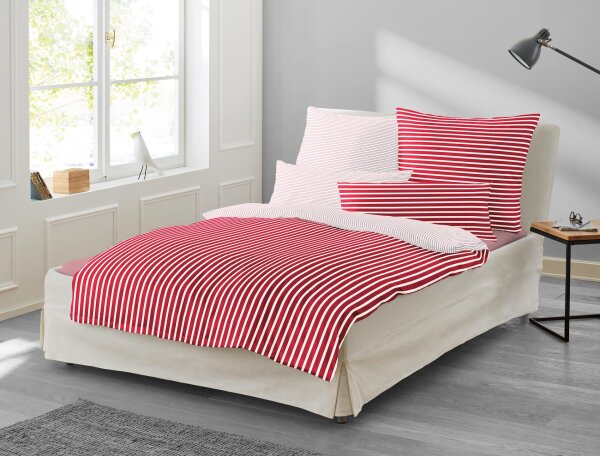 Irisette Mako-Satin Bettwäsche Set Nora 8255 rot 135 x 200 cm + 1 Kissenbezug 80x80 cm