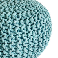 Soma Strickhocker Pouf Ø 45 cm Sitzpouf Sitzpuff Grobstrick-Optik Pouf Strick Bodenkissen Höhe 30 cm (BxHxL) 45 x 30 x 45 cm mint