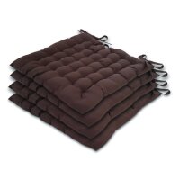 Soma Stuhlkissen 4er Set 40x40cm Sitzkissen Stuhlauflage mit Bindeband 4 Stück Bezug 100% Polyester (BxHxL) 40 x 3 x 40 cm braun