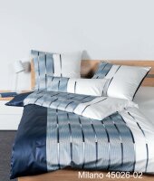 Janine Mako-Satin Bettwäsche 200x220 2x80x80 3 teilig  MILANO 45026-02-622 nachtschattenblau perlblau