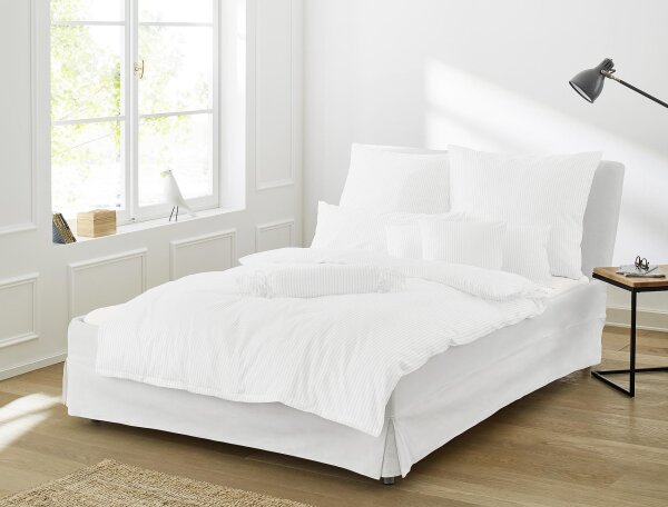 Irisette Interlock-Jersey uni Bettwäsche Set uni Lumen 8129 weiss 135 x 200 cm + 1 Kissenbezug 80x80 cm