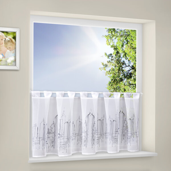 Gerster Bistro Digitaldruck, "Skyline" B = 150 x H =50 cmTransparent Voile Skyline anthrazit