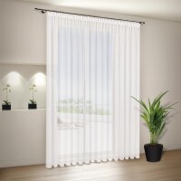 Gerster Store Laura mit Smokband, variabel B = 300 x H =245 cmTransparent Voile Uni weiß