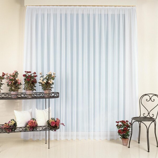 Gerster Langstore mit Käuselband B = 300 x H =175 cmTransparent Voile Uni weiß