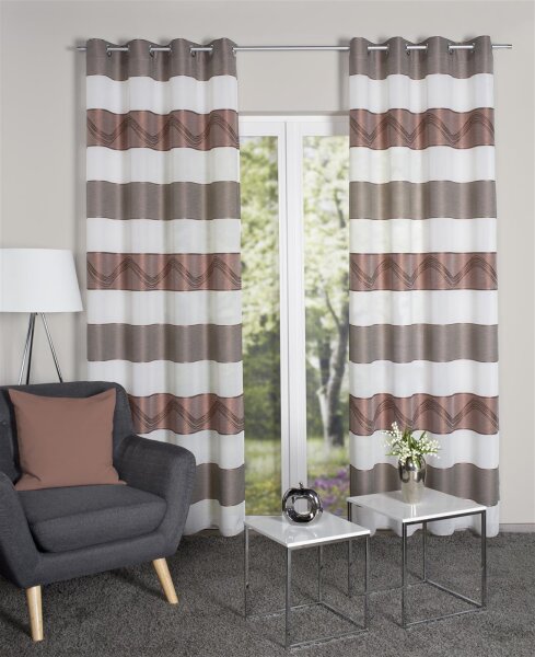 Home Wohnideen Ösenschal Querstreifen Jacquard "Susa" 245 x 140 cm Kupfer