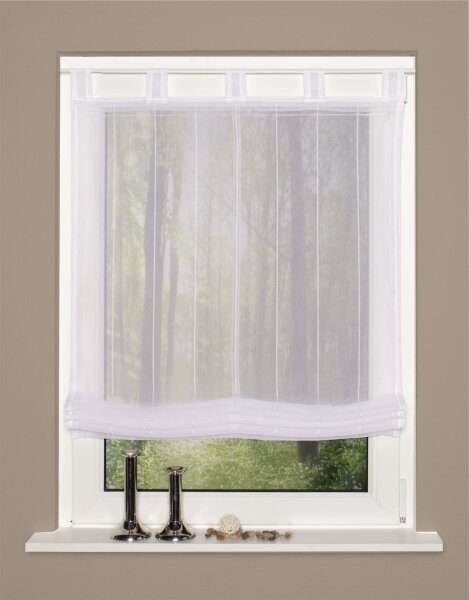 Home Wohnideen Schlaufenrollo Effektvoile-Nadelstreifen 140 x 80 cm Weiss