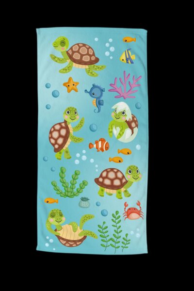 good morning Microfaser Frottee 1 teilig Strandtuch 75 x 150 cm Liegetuch  Turtles 30062.99.80 Multi