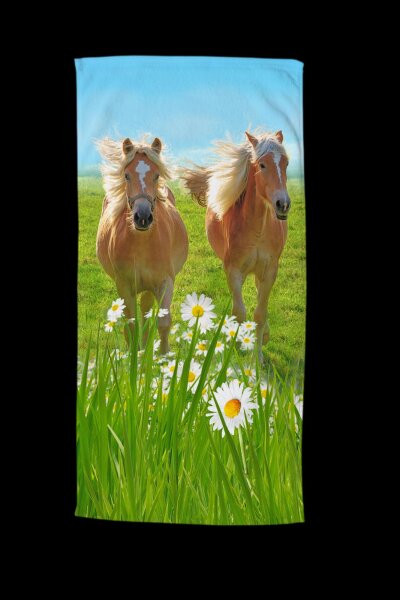 Good Morning Mikrofaser Strandtuch Liegetuch 75 X 150 cm Horses bunt