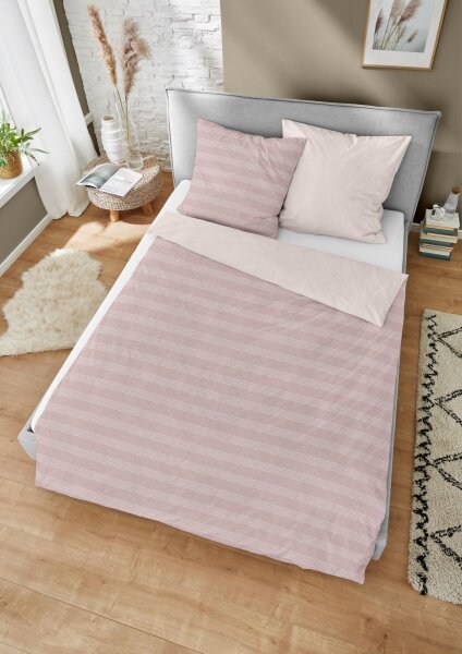 Dormisette  Melange Bettwäsche Streifen 2 teilig Bettbezug 155 x 220 cm Kopfkissenbezug 80 x 80 cm 2324_Fb20  Nadelstreifen uni rosa