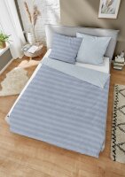 Dormisette  Melange Bettwäsche Streifen 2 teilig Bettbezug 135 x 200 cm Kopfkissenbezug 80 x 80 cm 2324_Fb50  Nadelstreifen uni blau