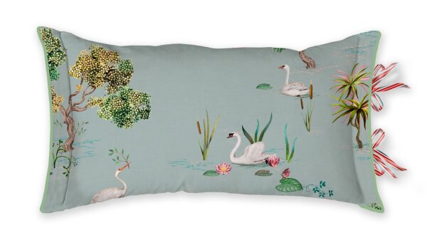 Pip Studio  Dekokissen Little Swan Long Cushion Grey 30X90 30 x 90 cm 1 Zierkissen Grau