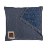 Knit Factory Rick Kissen 50x50 cm Glatt Dunkelblau Hellblau