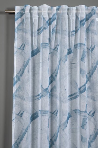 Gardinia Schal mit Gardinenband, Dolly-Voile mit Druck blau 140 x 245