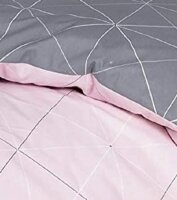 Palermo Janine Mako Satin Bettwäsche 2tlg grau rosa 31101-01 | Bettwäsche-Set aus 100% Baumwolle | 2 teilige Wende-Bettwäsche 155x220 cm & Kissen 80x80 cm | Geometrisches Muster