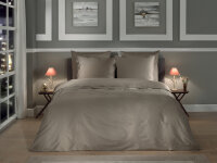 Heckett and Lane Mako Satin Punto Bettwäsche 135 Taupe Grey Dotted Taupe-Grey 1 Bettbezug 135x200cm + 1 Kissenbezug 80x80cm