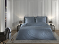 Heckett and Lane Mako Satin Diamante Bettwäsche 200 Colonial Blue  Colonial-Blue 1 Bettbezug 200x200cm + 2 Kissenbezug 80x80cm