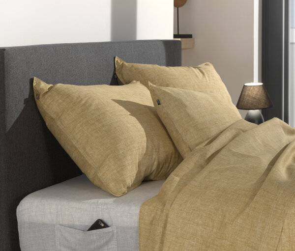 Zo!Home Bettwäsche Lino 1 Bettwäsche 240x220cm mit 2 Kopfkissen 60x70cm 100% Baumwolle Ochre Yellow