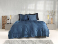 Zo!Home Mako Satin Satinado Bettwäsche 200 Evening Blue Uni Evening-Blue 1 Bettbezug 200x200cm + 2 Kissenbezug 80x80cm