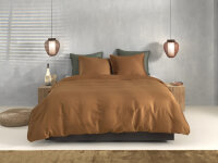 Zo!Home Mako Satin Satinado Bettwäsche 155 Cognac Brown Uni Cognac-Brown 1 Bettbezug 155x220cm + 1 Kissenbezug 80x80cm