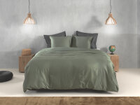 Zo!Home Mako Satin Satinado Bettwäsche 200 Army Green Uni Army-Green 1 Bettbezug 200x200cm + 2 Kissenbezug 80x80cm