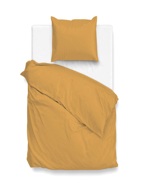 Zo!Home Mako Satin Satinado Bettwäsche 135 Ochre Gold Uni Ochre-Gold 1 Bettbezug 135x200cm + 1 Kissenbezug 80x80cm