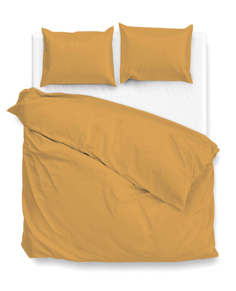 Zo!Home Mako Satin Satinado Bettwäsche 200 Ochre Gold Uni Ochre-Gold 1 Bettbezug 200x200cm + 2 Kissenbezug 80x80cm